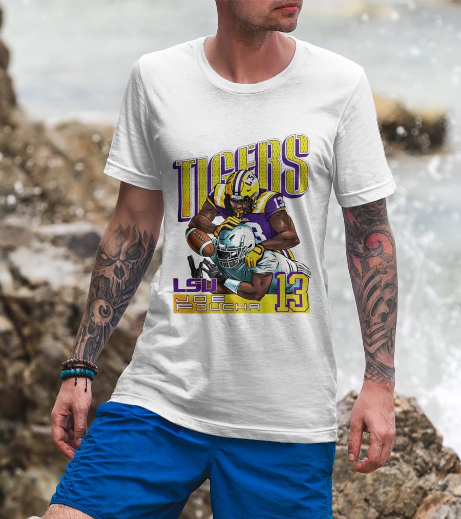 LSU Tigers Joe Foucha 13 Football Tackle T-Shirt
