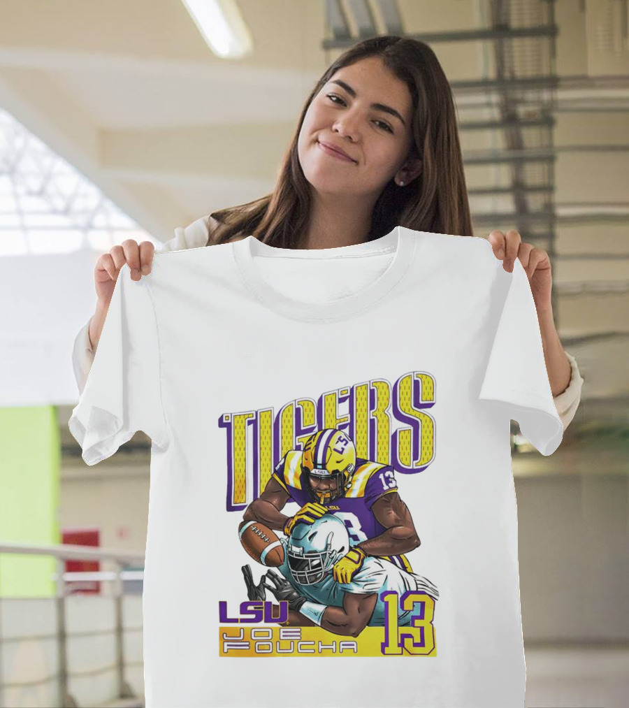 LSU Tigers Joe Foucha 13 Football Tackle T-Shirt