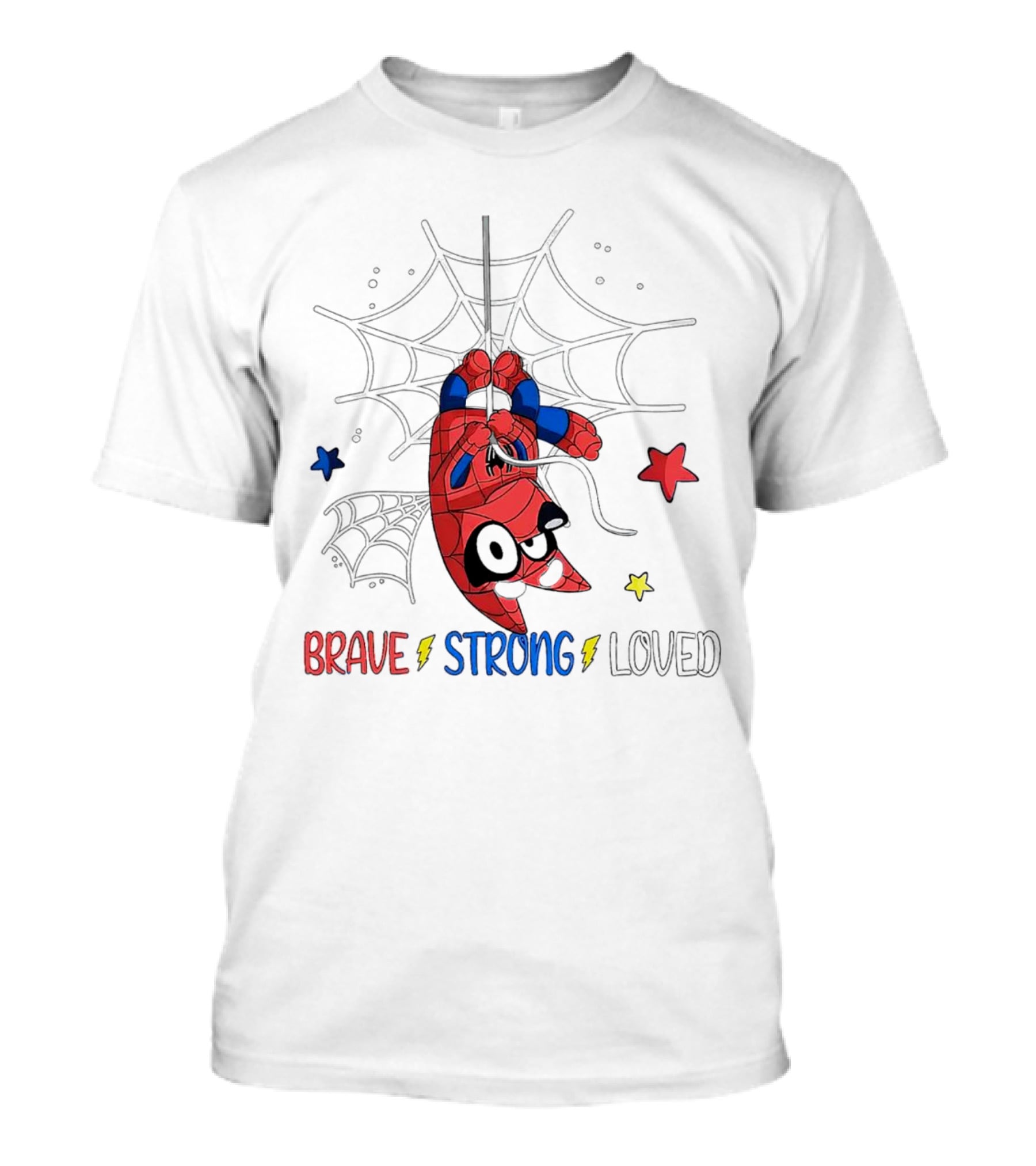 Brave Strong Loved Spider Superhero Dog Web Stars T-Shirt