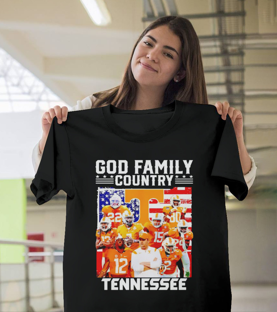 God Family Country Tennessee Volunteers Football American Flag T-Shirt