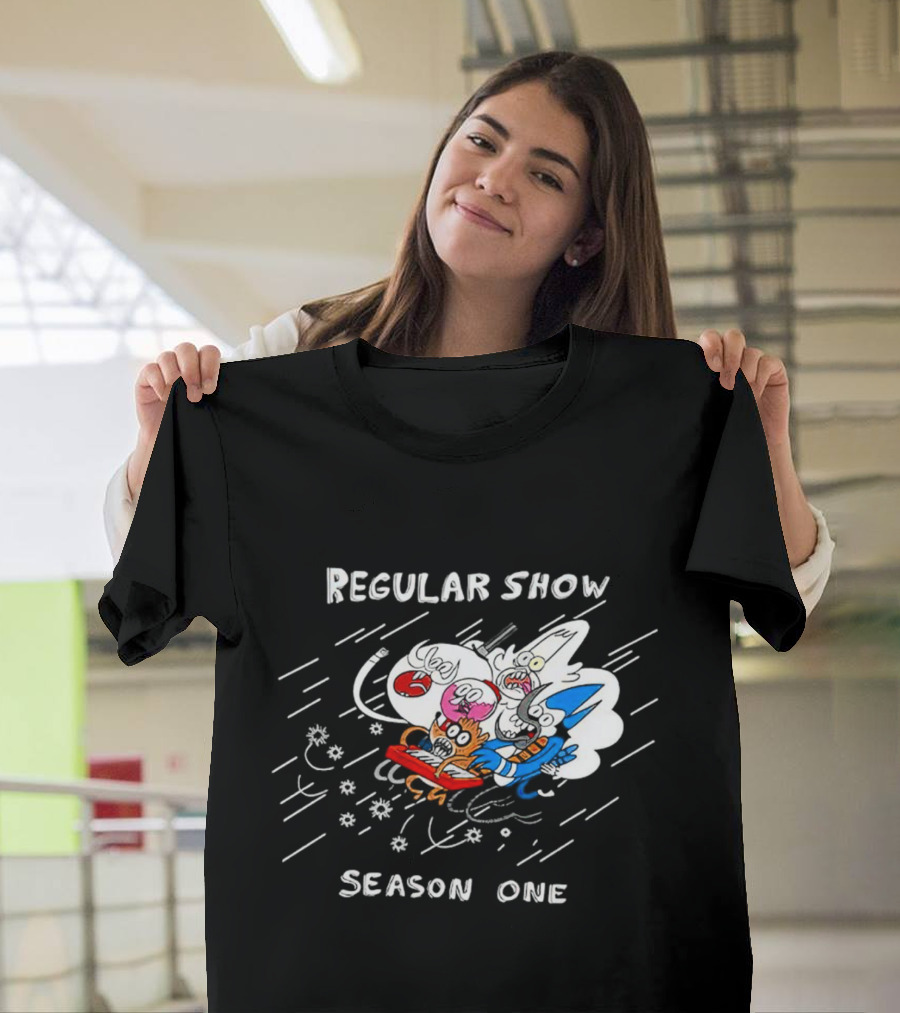 Regular Show Season One Animated Characters in Action T-Shirt