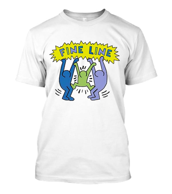 Fine Line Colorful Figures In Haring T-Shirt