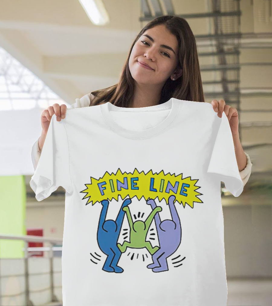 Fine Line Colorful Figures In Haring T-Shirt
