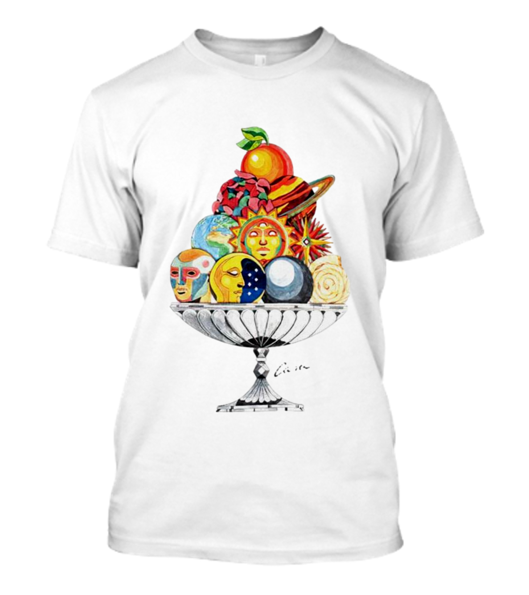 Louis Tomlinson Wear Celestial Fruit Bowl Lunar Sun Planet Faces T-Shirt