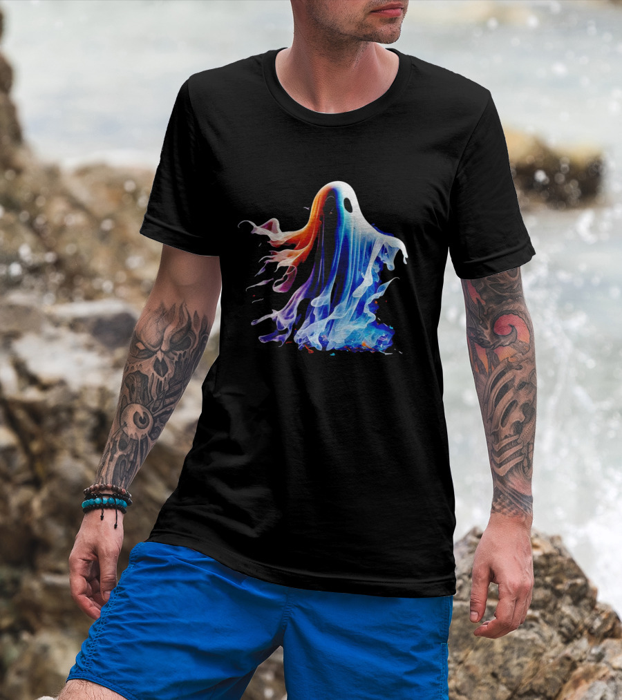 Ghost Halloween Vivid Colorful Abstract Specter T-Shirt