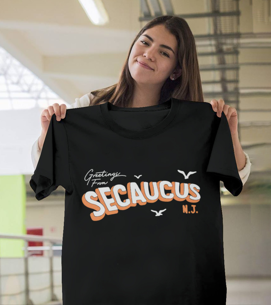 Greetings From Secaucus N.J. Vintage Postcard Style with Seagulls T-Shirt