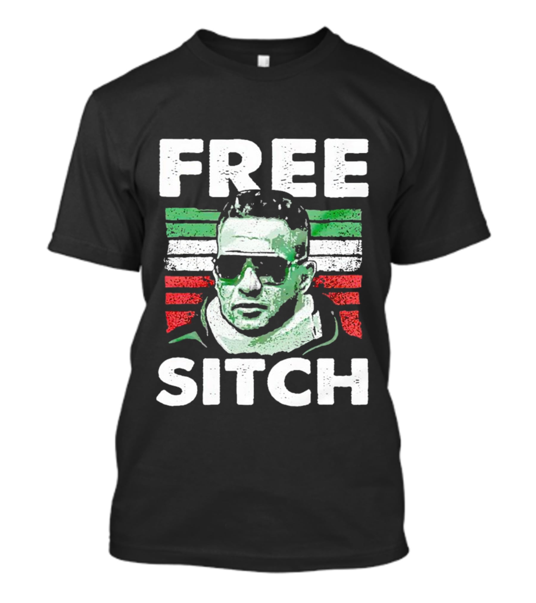 Free Sitch Mike Sorrentino Green White Red Stripes Sunglasses T-Shirt