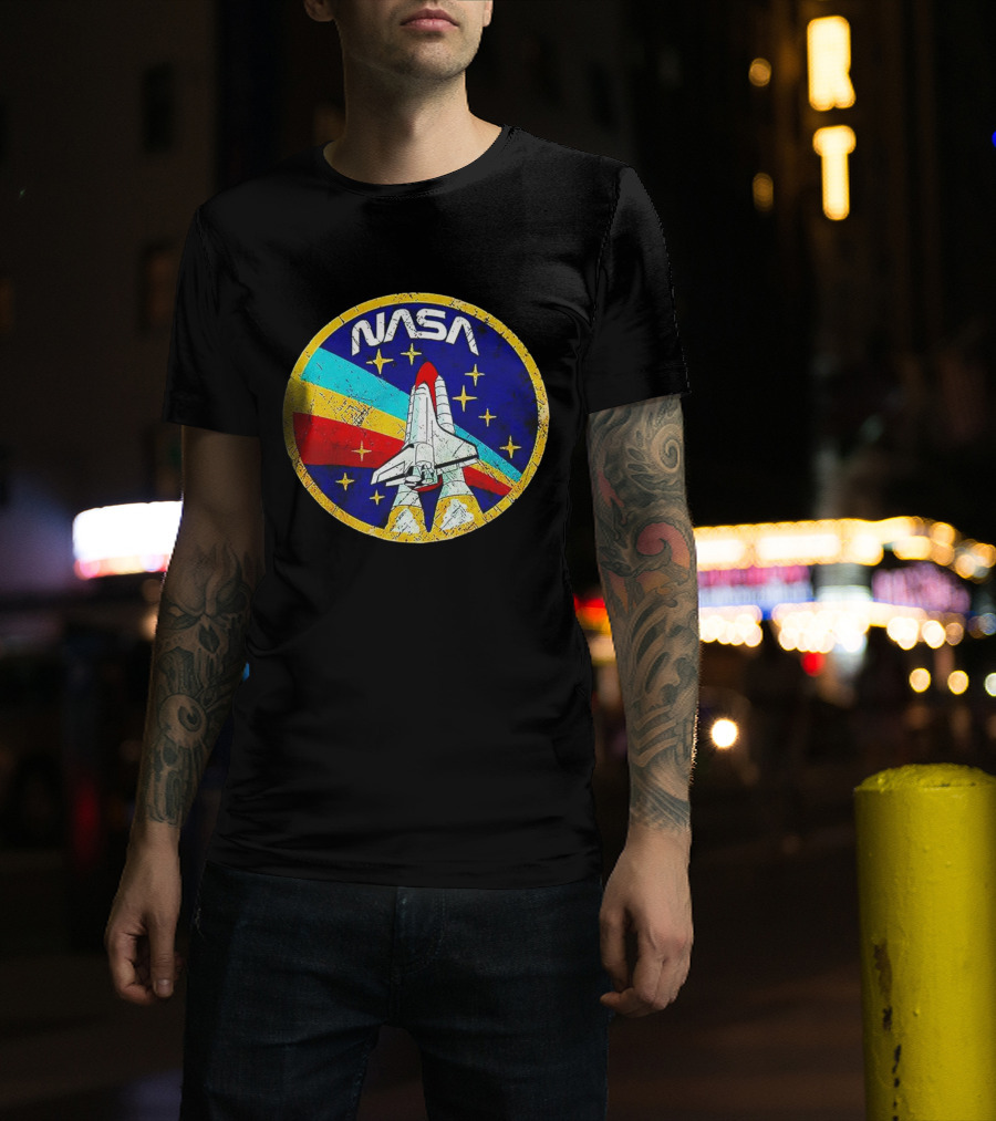 NASA Logo Space Shuttle Retro Rocket Stars T-Shirt