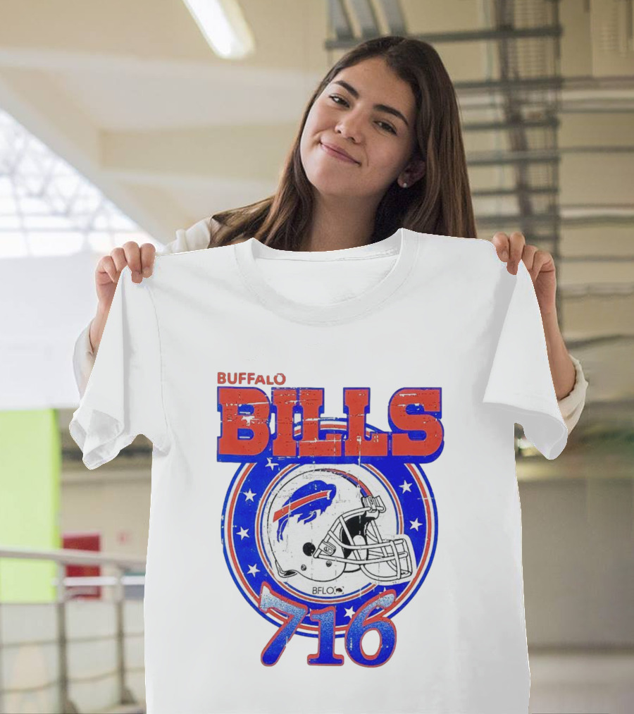 Buffalo Bills Bflo 716 Day Celebration Helmet Stars T-Shirt