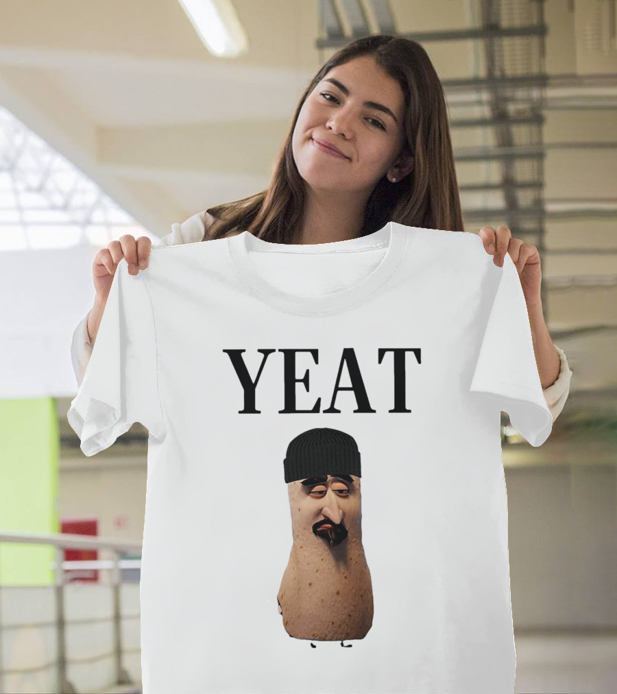 Yeat Luh Geeky Burrito Character with Beanie and Mustache T-Shirt