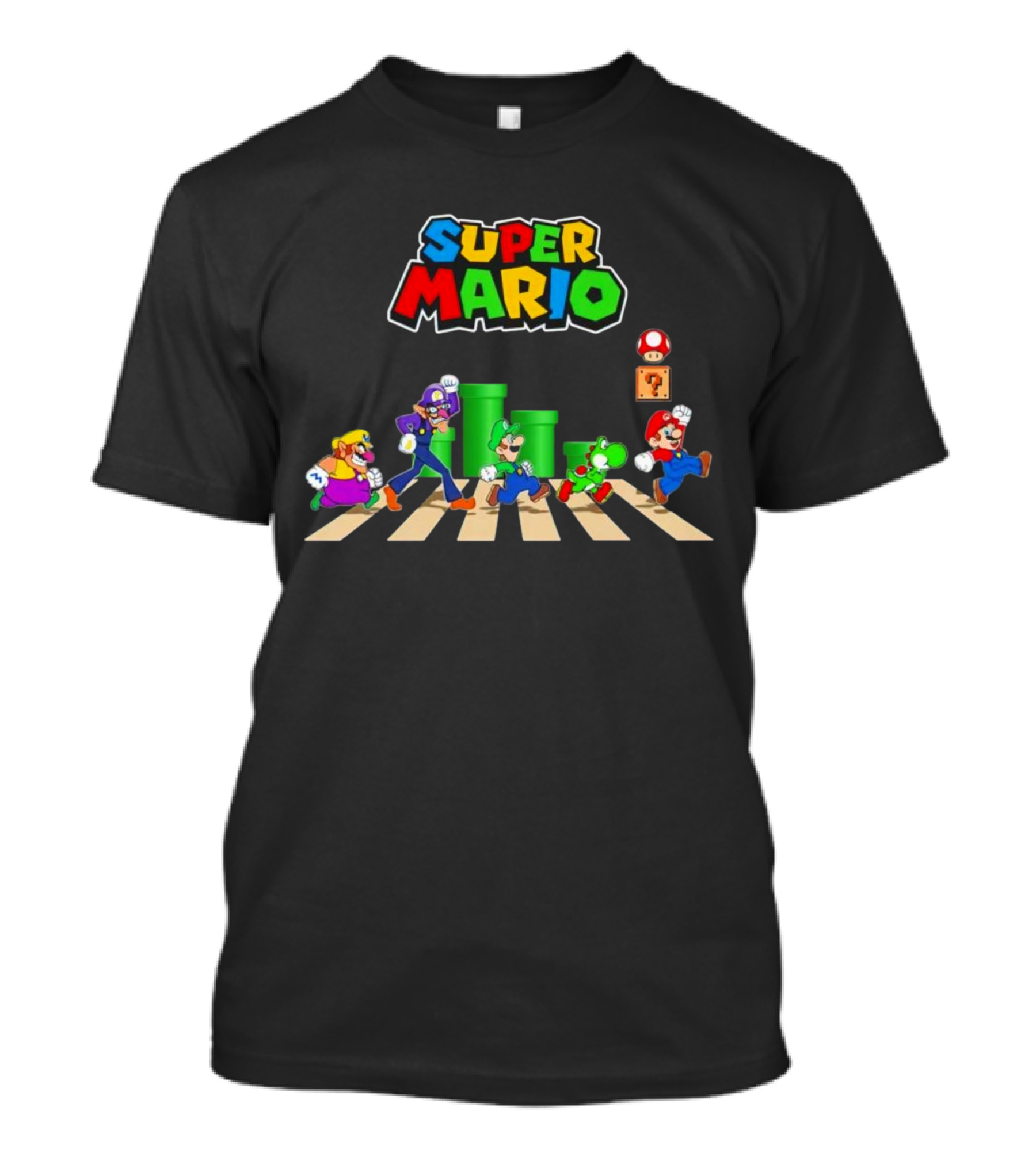 Super Mario Characters Abbey Road Crosswalk With Luigi Yoshi And Waluigi T-Shirt