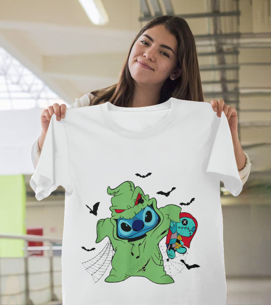 Oogie Boogie Bash Stitch Halloween Horror With Bats and Doll T-Shirt