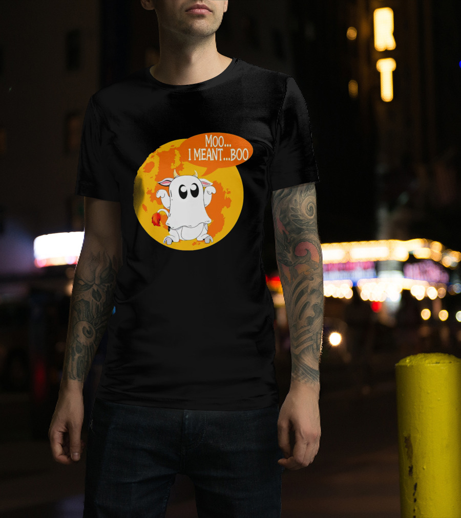 Moo I Meant Boo Ghost Cow Halloween Costume T-Shirt