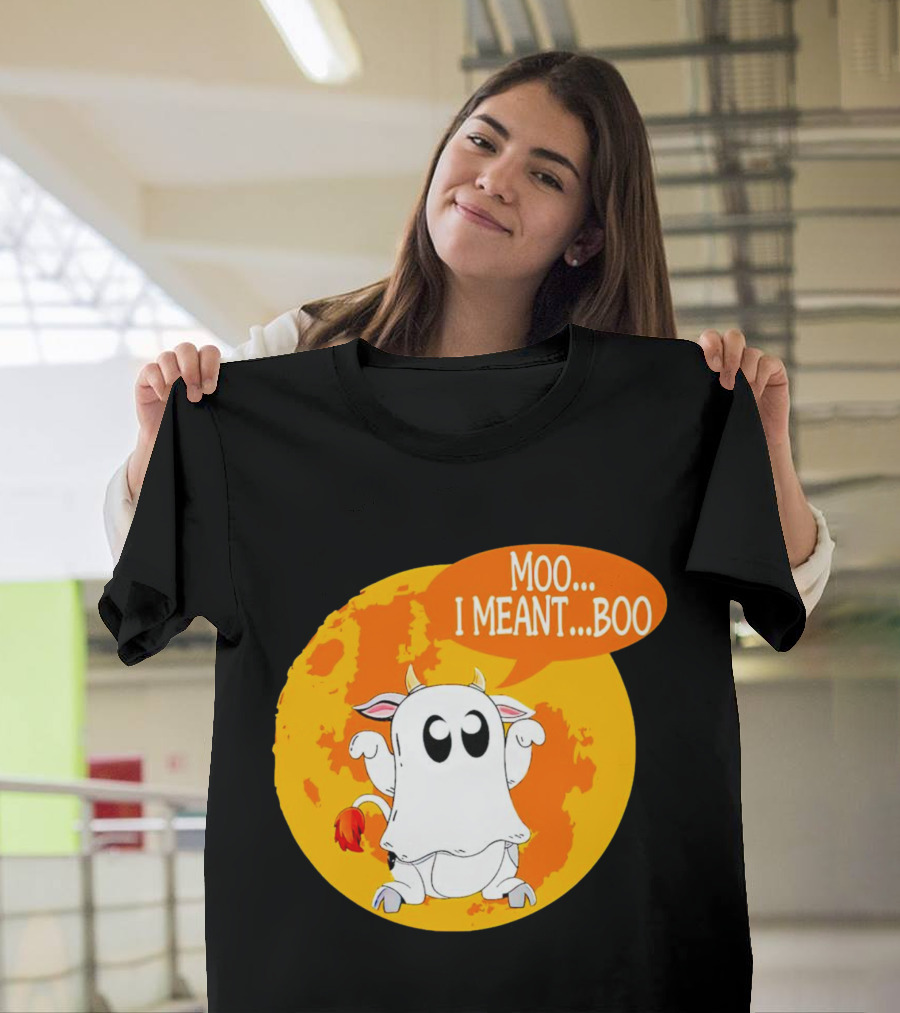 Moo I Meant Boo Ghost Cow Halloween Costume T-Shirt