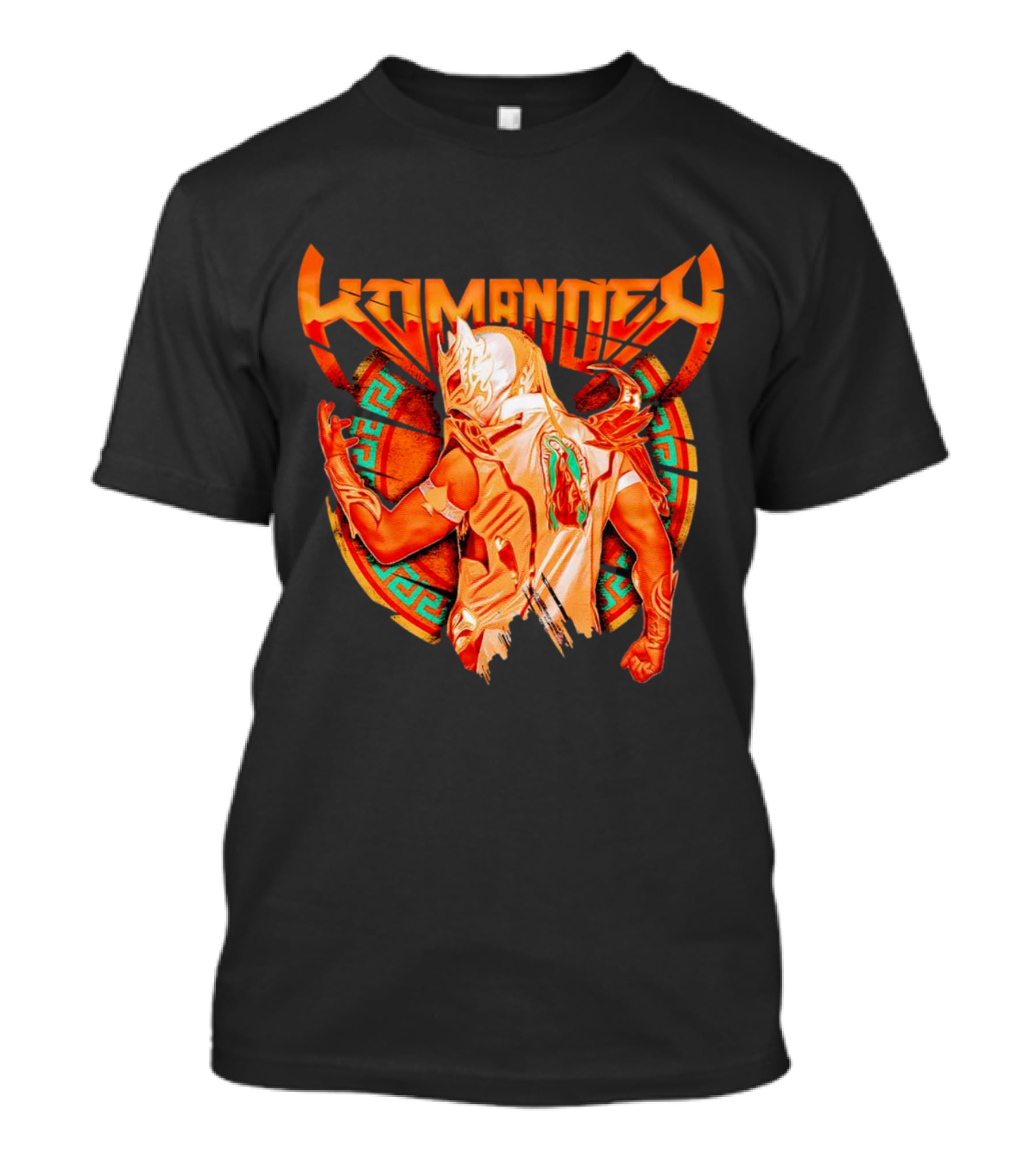 Kommander El As Del Espacio Guerrero Con Máscara Y Tatuaje Espiral Colorido T-Shirt