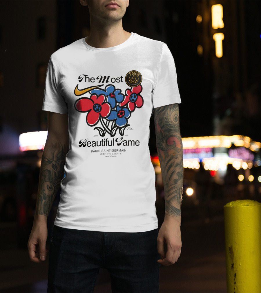 The Most Beautiful Game Paris Saint-Germain Logo And Floral T-Shirt