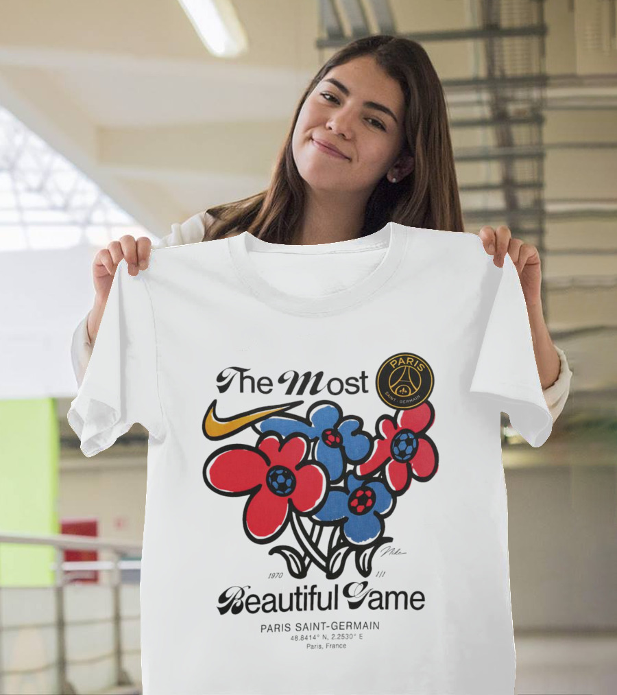 The Most Beautiful Game Paris Saint-Germain Logo And Floral T-Shirt