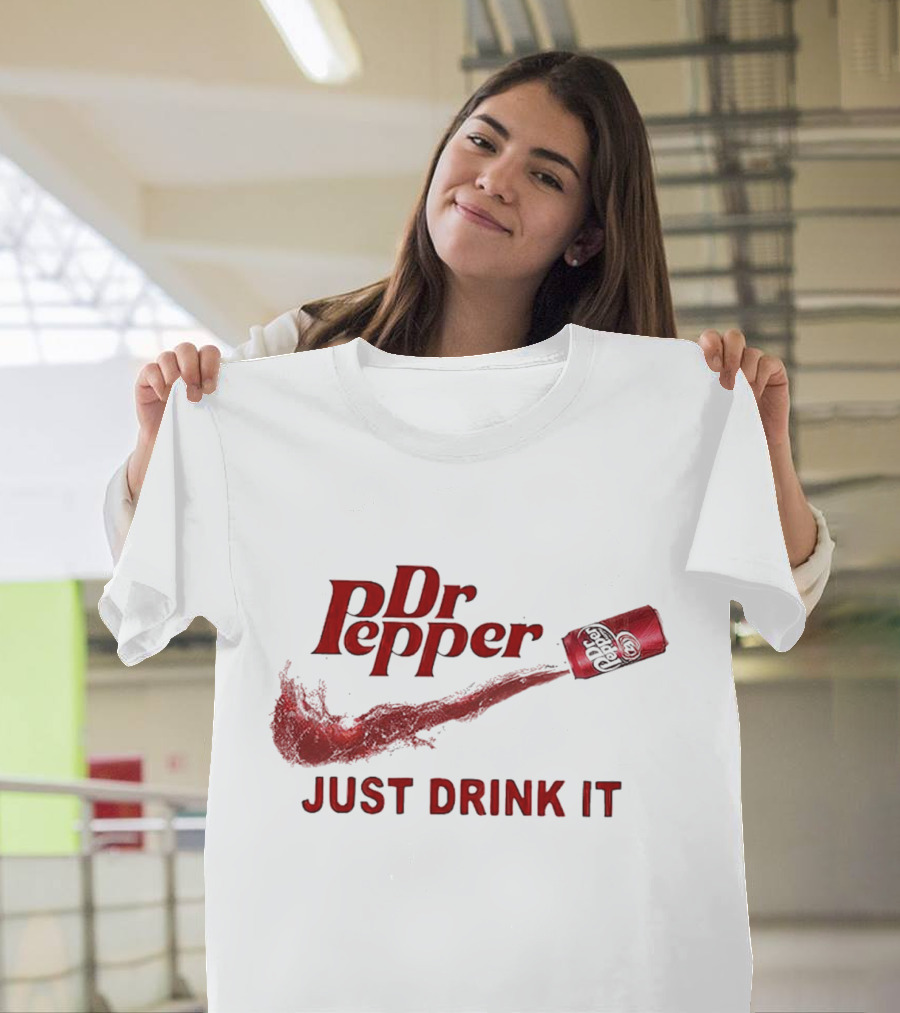 Dr Pepper Just Drink It Red Can Swoosh T-Shirt