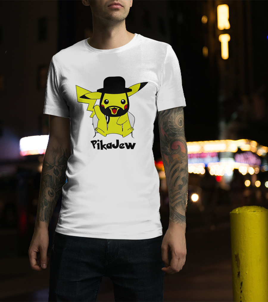 PikaJew Pikachu Hasidic Jewish Fusion Character With Yarmulke And Payot T-Shirt