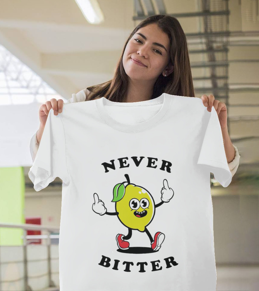 Lemon Never Bitter Playful Character With Upraised Hands T-Shirt
