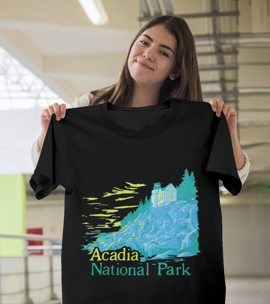 Acadia National Park Scenic Lighthouse And Rocky Cliff T-Shirt