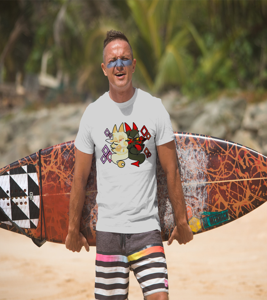 Chikn Nuggit Fwench Fwy Diamond Pattern Characters T-Shirt