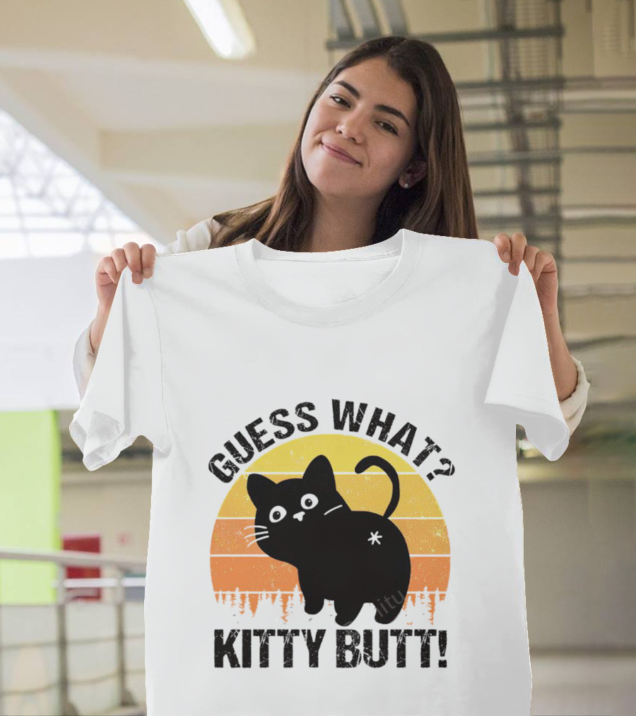 Guess What Kitty Butt Retro Sunset Forest T-Shirt