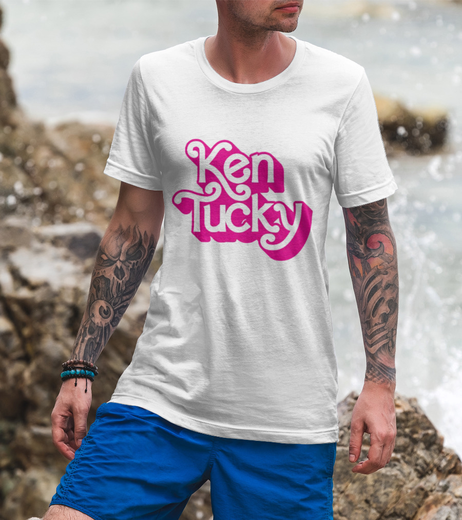 Ken Tucky Ken-Ergy Barbie Retro Bold Pink Letters T-Shirt