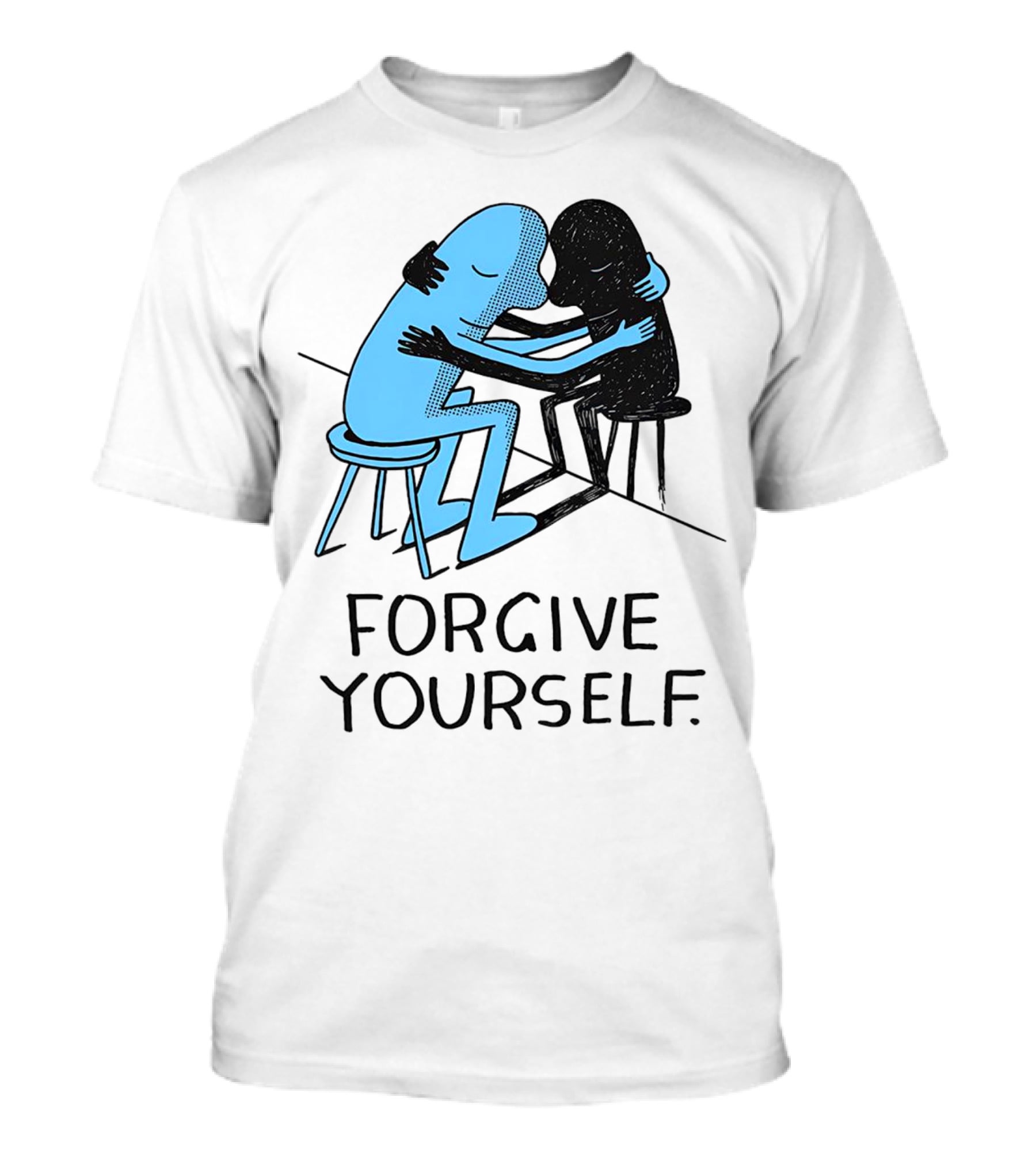 Forgive Yourself Embracing Blue And Black Figures T-Shirt