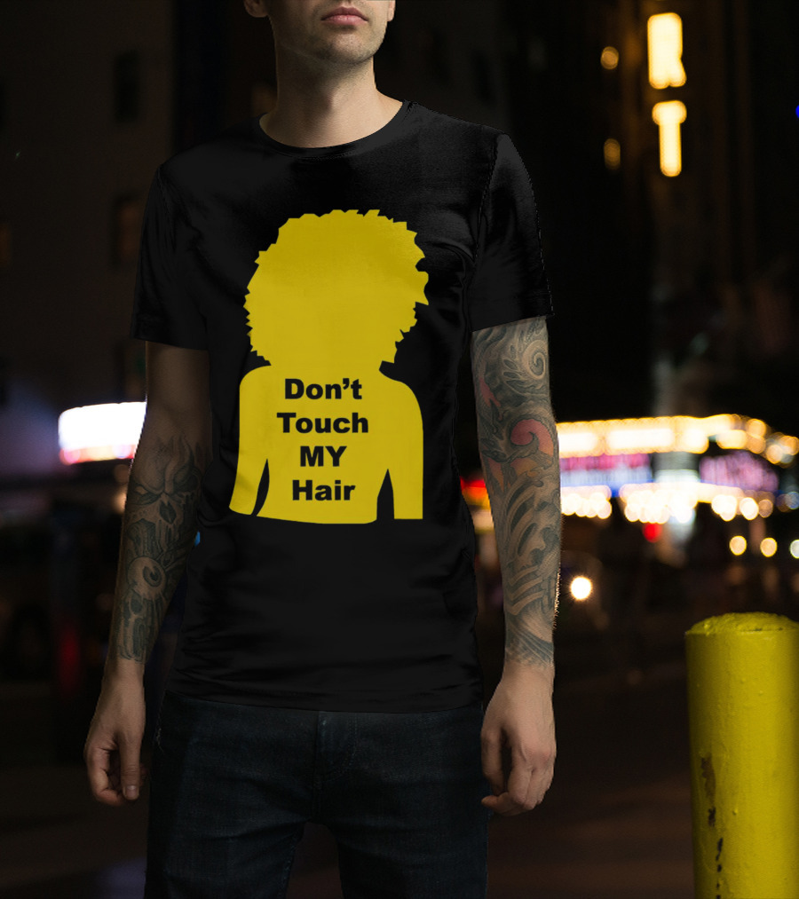 Don’t Touch My Hair Yellow Silhouette Afro Outline T-Shirt