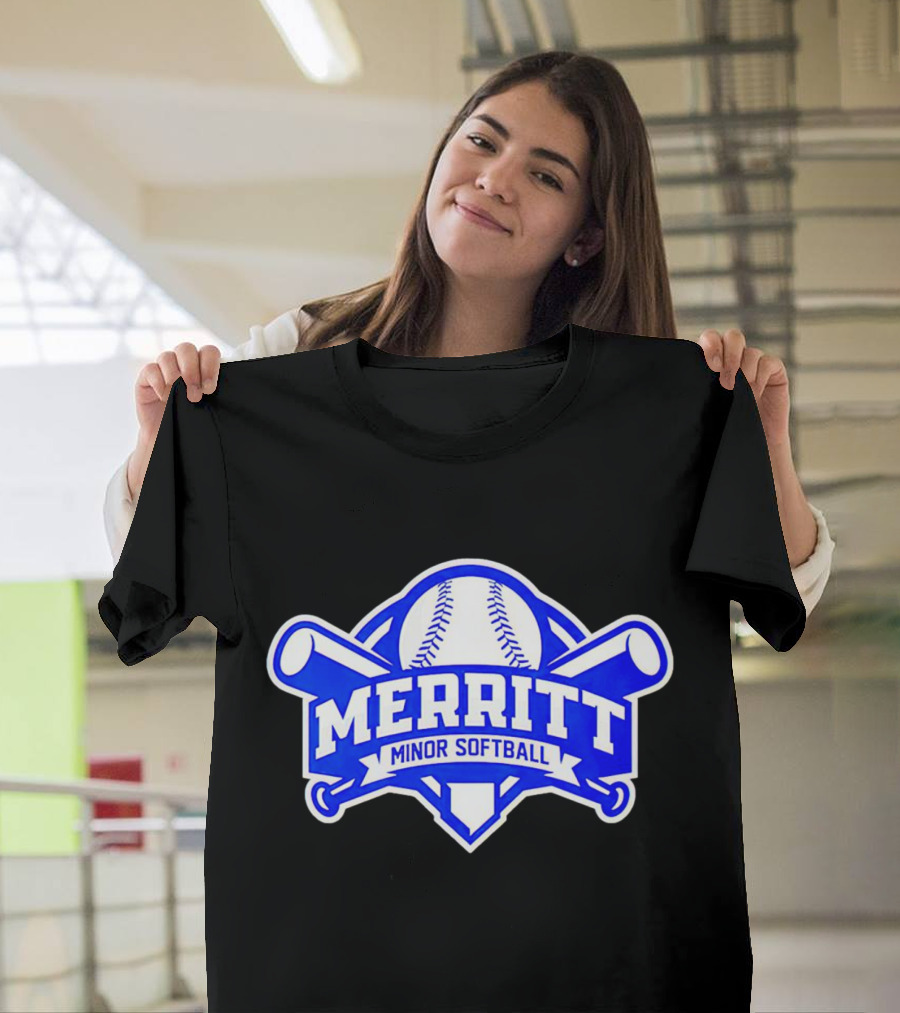 Merritt Minor Softball Baseball Crossed Bats Emblem T-Shirt