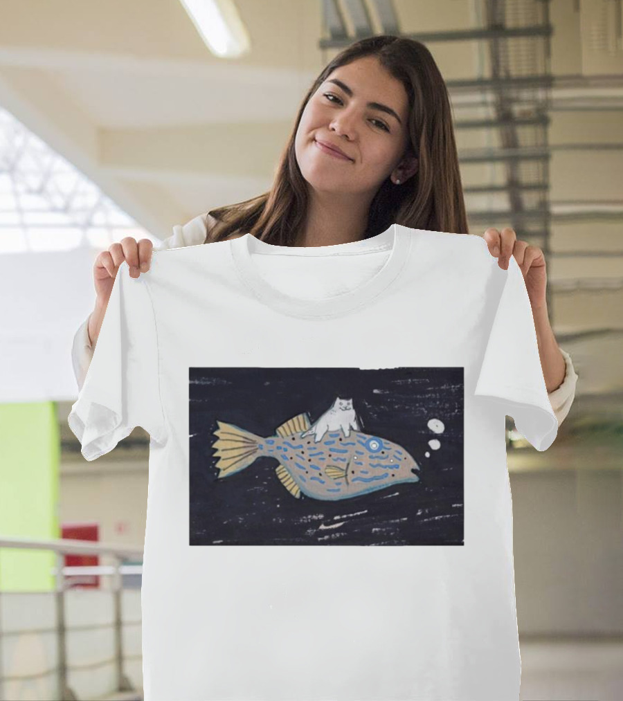 Deep Sea Travel Cat Riding Fish Adventure T-Shirt