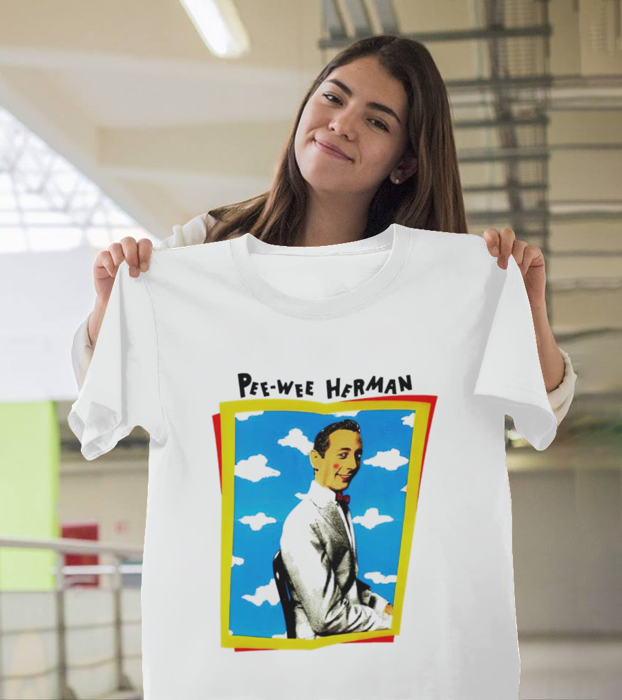 Pee-Wee Herman Paul Reubens Retro Pop Art Style Bright Blue Background T-Shirt