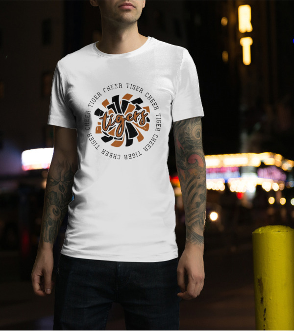 Tiger Cheer Tigers Pom-Pom Emblem T-Shirt
