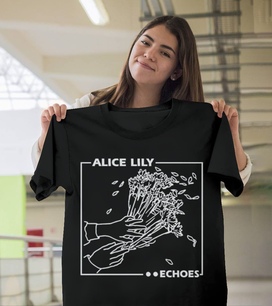 ALICE LILY ECHOES Floral Line Art Hands Petals T-Shirt