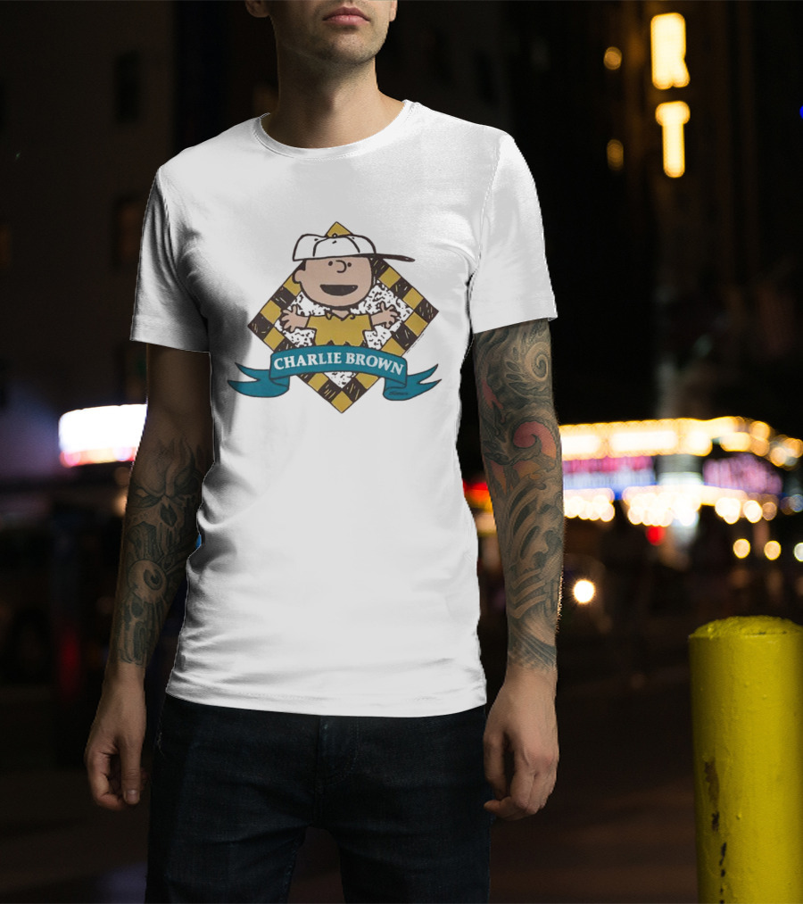 Charlie Brown Baseball Cap Checkered Diamond T-Shirt