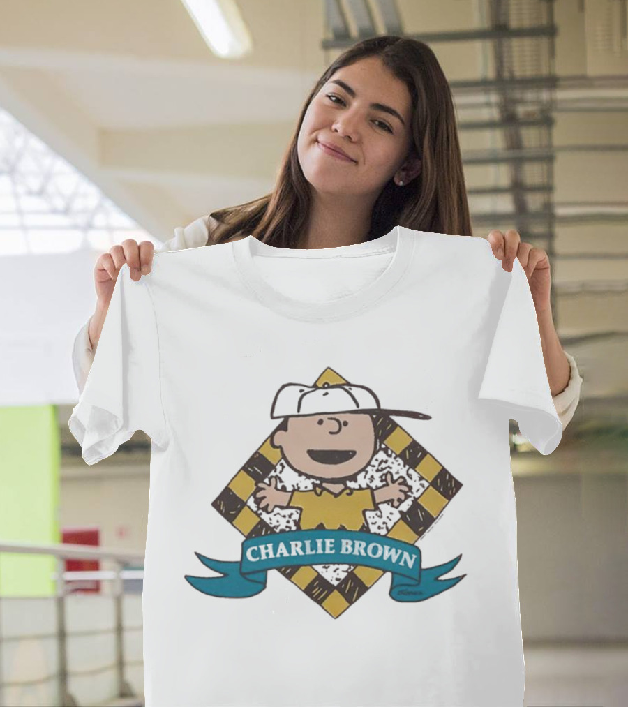 Charlie Brown Baseball Cap Checkered Diamond T-Shirt