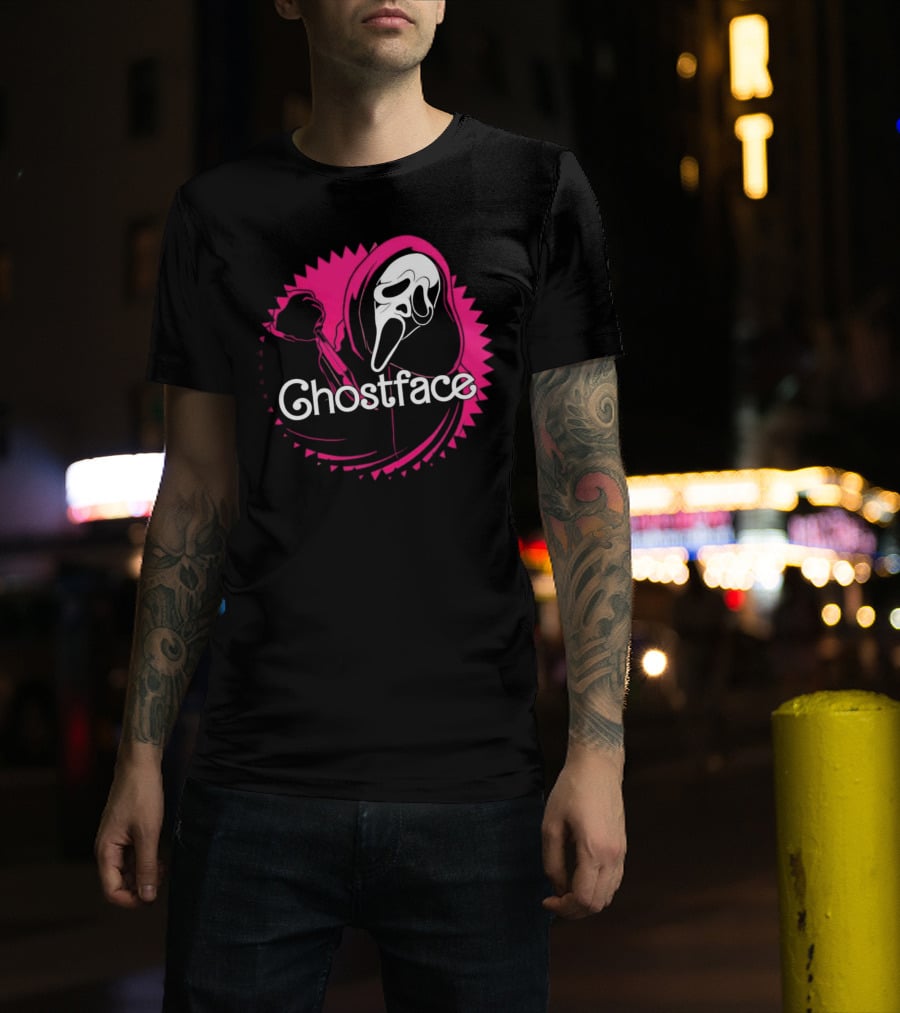 Ghostface Neon Pink Horror Icon In Vibrant T-Shirt