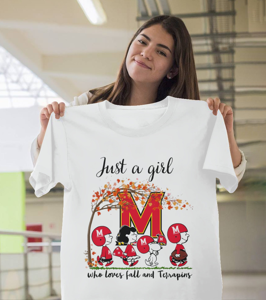 Just A Girl Who Loves Fall And Terrapins Peanuts Cartoon T-Shirt