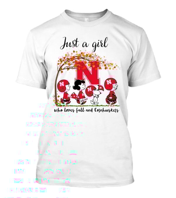 Just A Girl Who Loves Fall And Cornhuskers Peanuts Cartoon T-Shirt