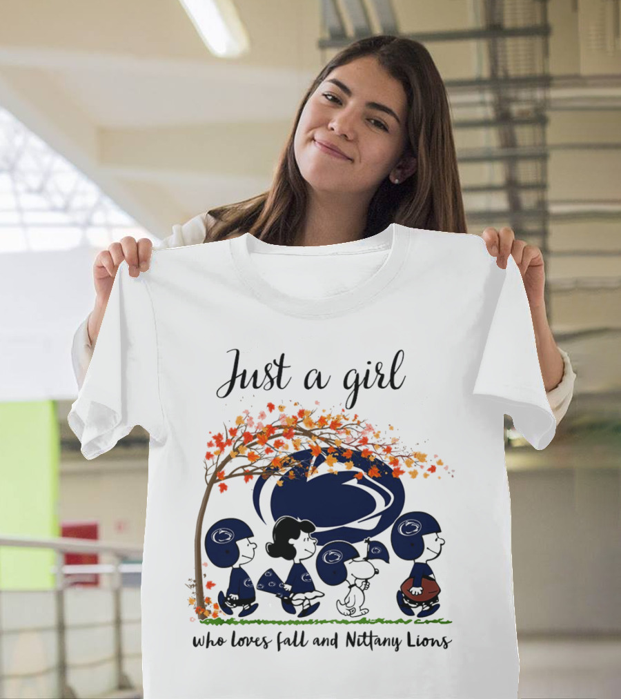 Just A Girl Who Loves Fall And Nittany Lions Peanuts Cartoon Halloween T-Shirt