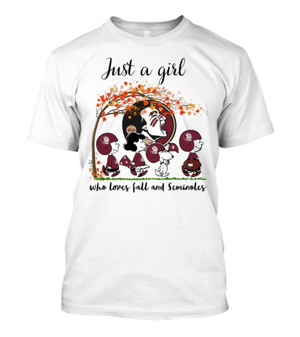 Just A Girl Who Loves Fall And Seminoles Peanuts Cartoon T-Shirt