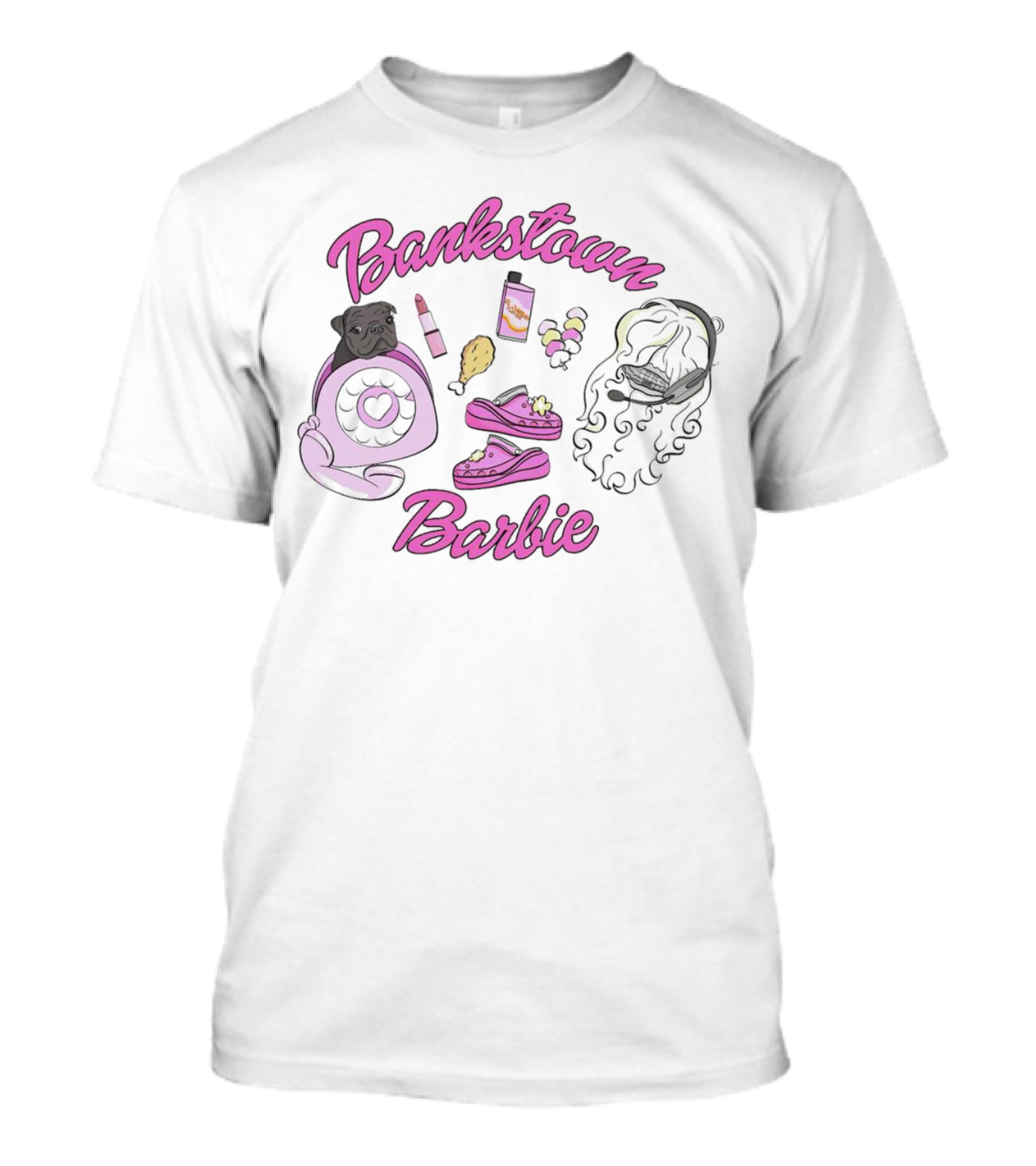 Bankstown Barbie Pug Retro Phone Makeup Chicken Crocs Headset T-Shirt