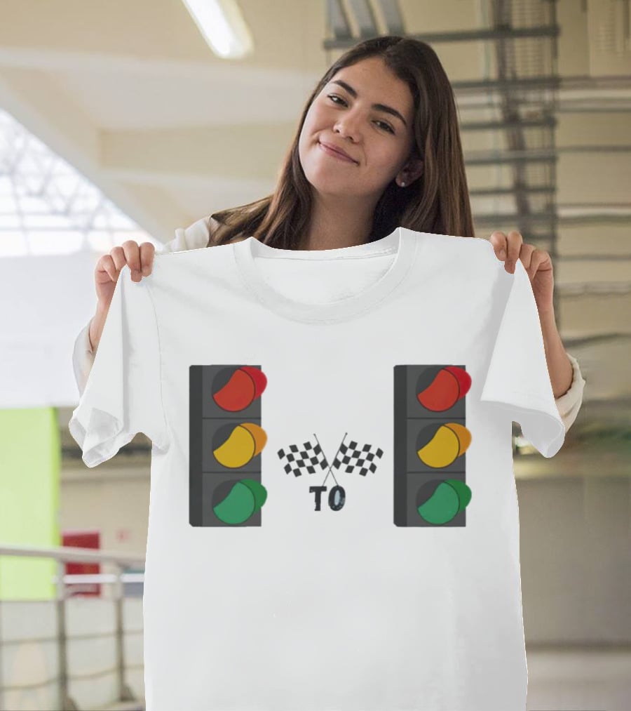 Stoplight To Stoplight Race Checkered Flags T-Shirt