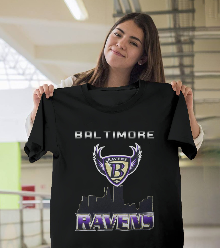Baltimore Ravens Skyline Logo Vintage Ravens T-Shirt