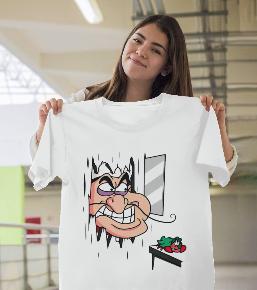 Chef Louis The Little Mermaid Cartoon Illustration with Louis Peeking Through Doorway T-Shirt
