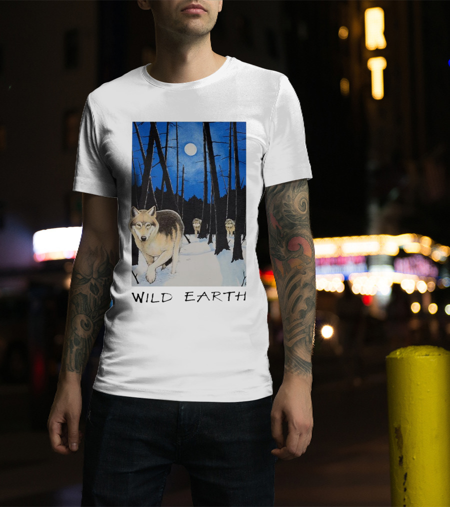 Wild Earth Wolves Under Moonlit Forest T-Shirt