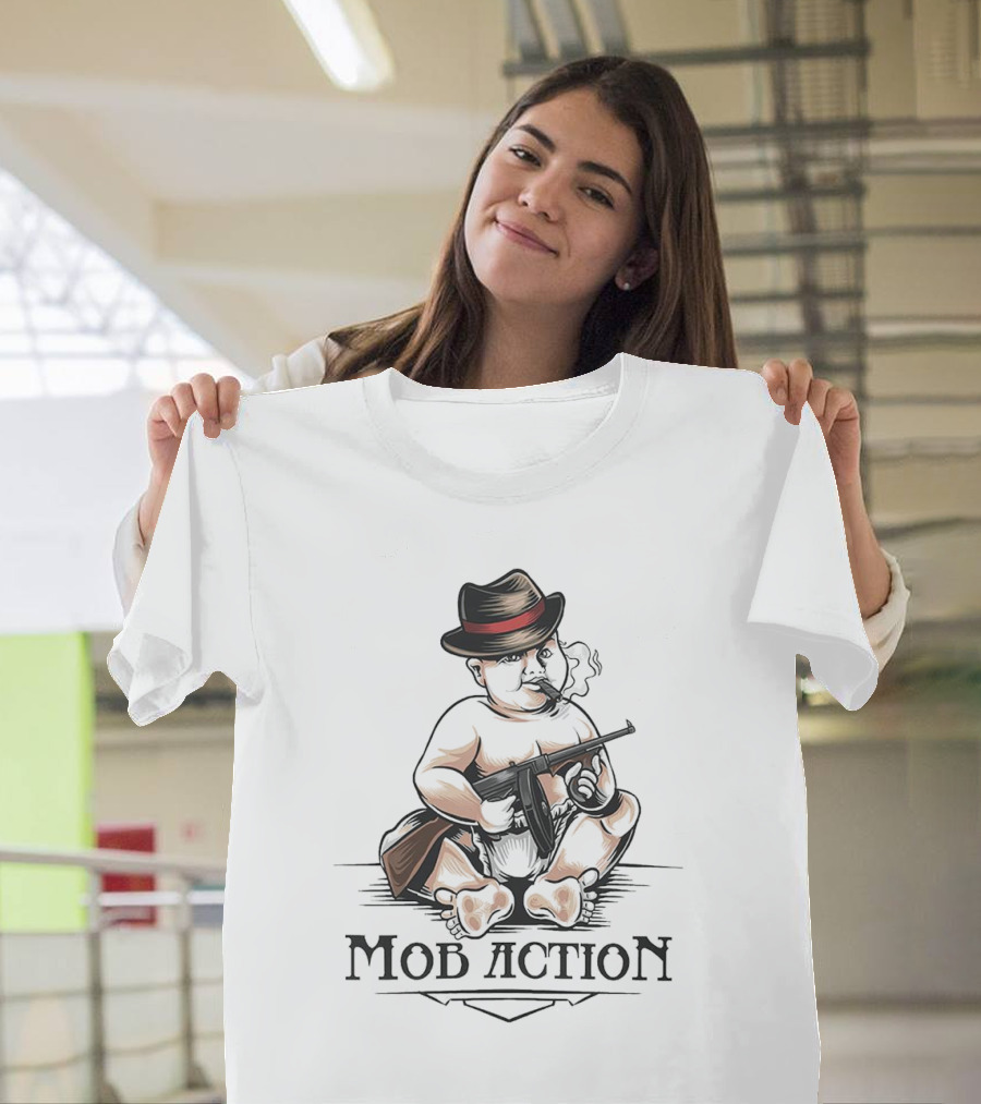 Baby Capone Mob Action Smoking Fedora Gun T-Shirt