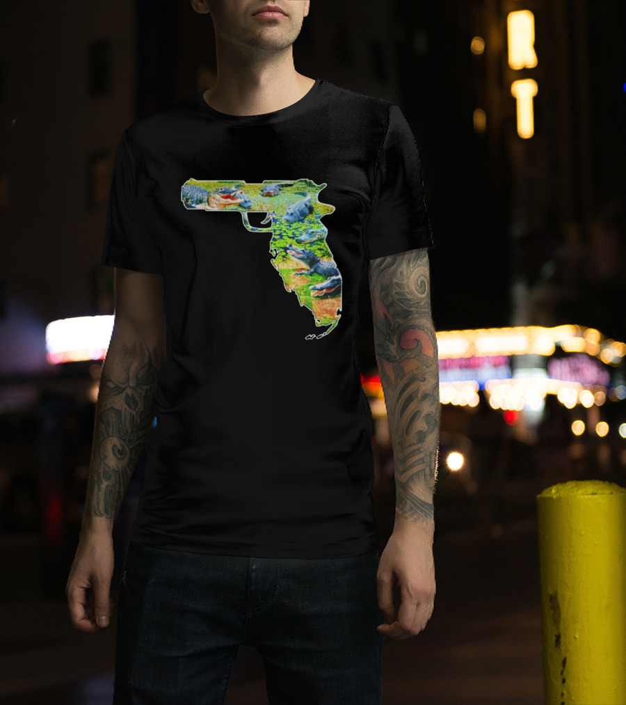 Florida Alligator Shape Gun T-Shirt
