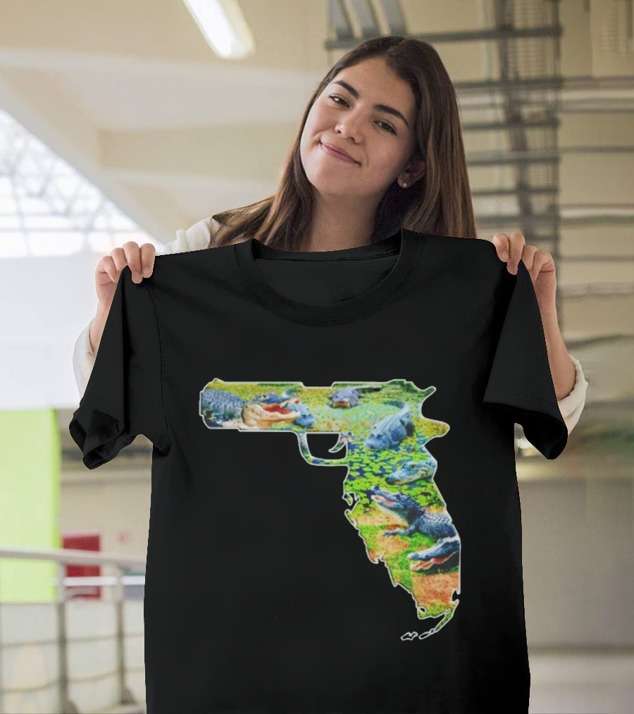 Florida Alligator Shape Gun T-Shirt
